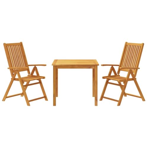 vidaXL Ensemble à Manger de Jardin 3 pcs Bois d&rsquo;acacia Solide, Ensemble de Salle à Manger d&rsquo;extérieur, Meuble de Salle à Manger de Jardin, Table et chaises de Jardin