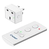 Cruxer Remote Control Timer Plug Sockets, 13A/3120W Anti-Surge Socket Switch with 50M/160FT Wireless Operating Range, Programmable, UKCA and RoHS Listed for Household Appliances, 1 Socket and 1 Remote