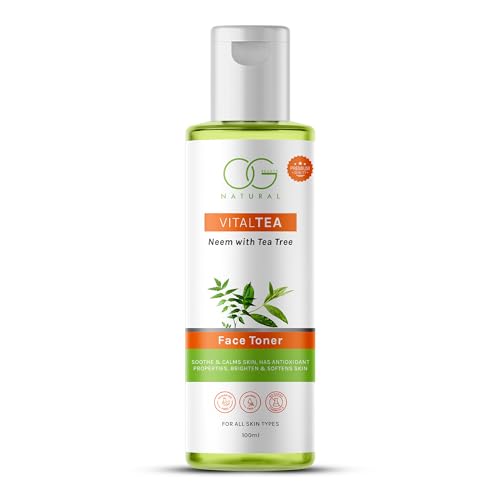 OG BEAUTY Natural VitalTea Neem with Tea Tree Face Toner | Soothing, Calming, Purifying | Antioxidant Properties, PH Balancing, Tightens Pores, Revitalizes & Softens Skin | 100 ML