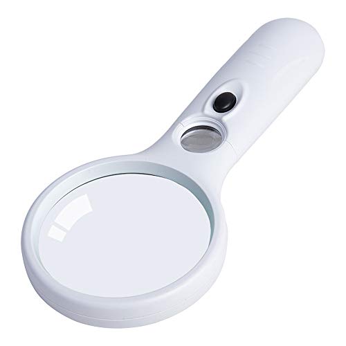 Magnifying Glass with Light, GORWRICH LED Illuminated Magnifier with 3X 45X Magnification, Lightweight Handheld Magnifying Glass for Reading, Inspection, Hobbies & Crafts