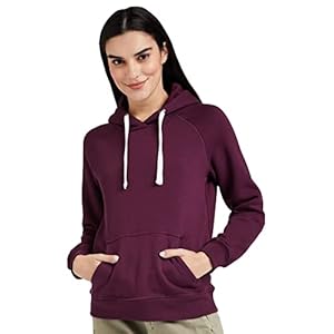 Amazon Brand – Symbol Women’s Cotton Blend Regular Fit Hooded Sweatshirt (with Front Pockets)