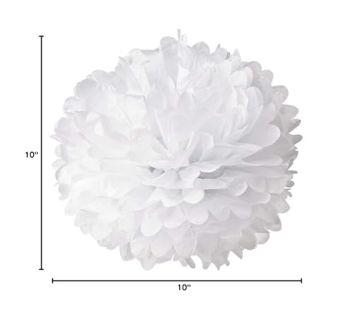 image for 10pcs White Tissue Hanging Paper Pom-poms, Hmxpls Flower Ball Wedding 