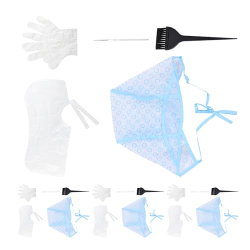 Alipis Kit Cuffie Monouso per Tintura Chioma con Fori Gancio in Metallo e Spazzola Set Professionale per Mèches da Salone Completo di Guanti e PE Adatto a Uso Domestico e