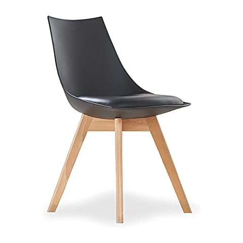 Life Interiors Lanzo Retro Dining Chair, Black Cover