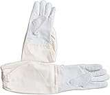 Children Goatskin Leather Beekeeper's Glove with Long Canvas Sleeve & Elastic Cuff (Small)