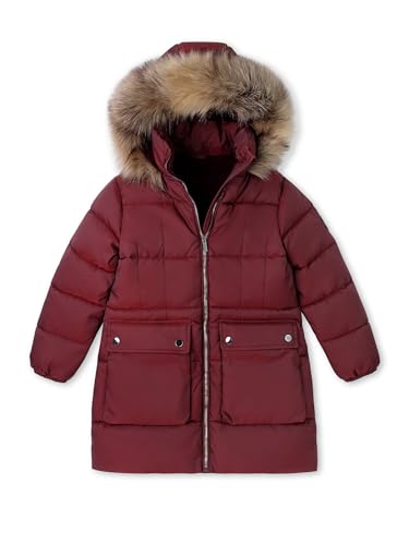 solomate Girls Winter Coats with Hood - Toddler Girls' Outerwear Long Puffer Fleece Lined Warm Jackets for Kids