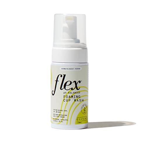 Flex Foaming Cup Wash | Menstrual Cup Wash for Silicone Period Cups and Discs | 3.4 oz | pH-Balanced | Safe for Use on Entire Body