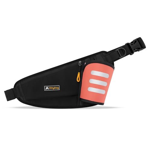 OllyDog Hydro-Slim Pack, riñonera para pasear al perro, riñonera de senderismo con soporte para botella de agua para hombres y mujeres, riñonera con correa ajustable para entrenamiento al aire libre,