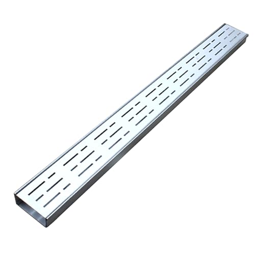 Drenaje y rejilla de metal – 100 cm de largo para calzadas, patios, jardines y garajes, colador de agua de lluvia para un drenaje eficiente (10 cm de ancho x 4 cm de alto)