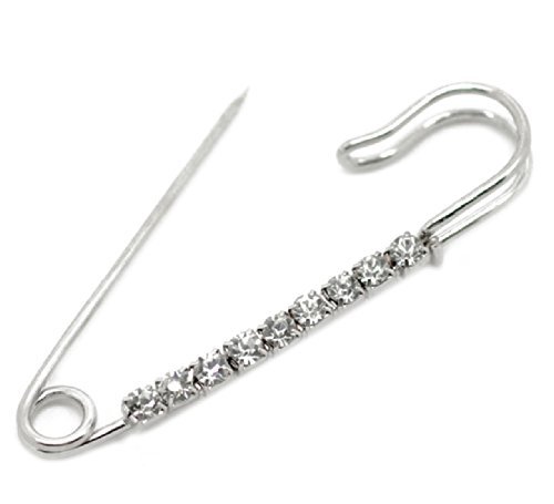 Housweety - 10 alfileres con piedras inscrustadas, color blanco, 6,5 x 1,8 cm, personalizable, encanto de la moda