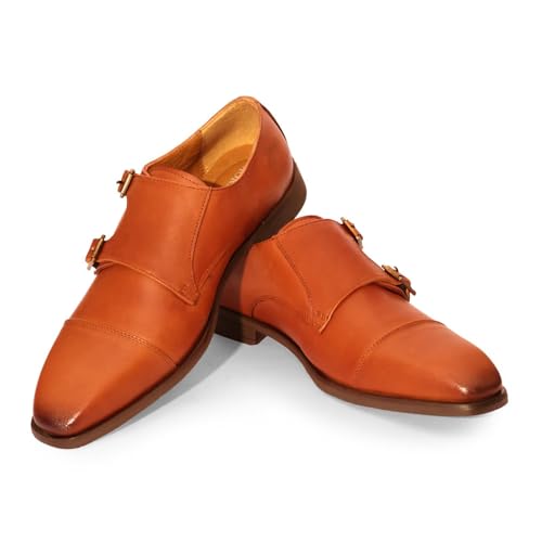 Image of Premium Men's Leather Double Monk Strap Shoes for Office & Casual Wear | Lightweight Comfort Sole | Handcrafted Stylish Shoes for Everyday Use