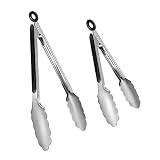 Nunnik Kitchen Tongs Set of 2-9" and 12" Food Grade Serving Tongs Stainless Steel Kitchen Utensils S