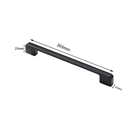 Zinc Alloy Matt Black Handle Cabinet Door Handles and Pulls Cupboard Wardrobe Kitchen Drawer Knobs(Hole Centers 192mm) - Image 2