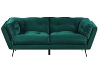 Beliani Modernes Sofa aus Samtstoff in Smaragdgrün 3er Sitzer Lenvik