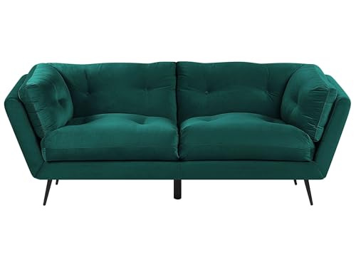 Beliani Modernes Sofa aus Samtstoff in Smaragdgrün 3er Sitzer Lenvik Beliani Modernes Sofa aus Samtstoff in Smaragdgrün 3er Sitzer Lenvik