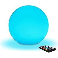 Mr.Go 20cm Lámpara de Bola LED Luz Nocturna Infantil Recargable, 8 Brillo Regulables, 16 Colores RGB, Color-cambiante Lámpara de Mesa Luz de Noche Pilas para Bebé Niños Cuarto