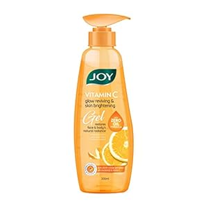 Joy Vitamin C Gel | Glow Reviving & Skin Brightening Gel | With Orange Peel extract, Alpha-arbutin, Anti Tan, Sun Protection, Skin Moisturizer for Face & Body, No Parabens | For All Skin Types 300 ml