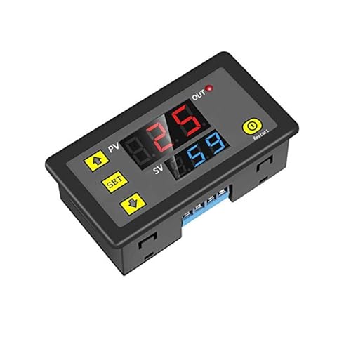 Temporizador digital 12V con relé de retardo de ciclo y pantalla LED doble para automatización