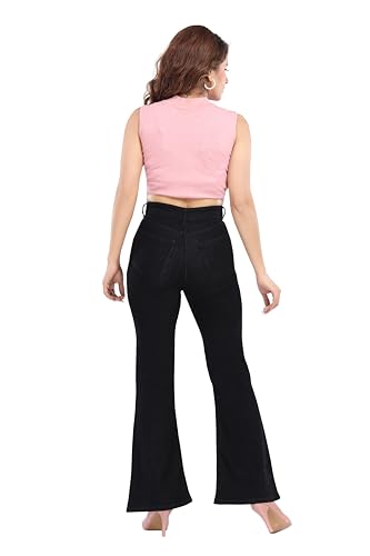 Image of KIVI Women's Boot Cut Cotton Trousers | Stylish Ladies Bottoms for Casual Outings, Modern Dressing, Soft Fabric Feel, Relaxed Movement & Boot-Cut Silhouette for Trendy Styling