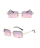 QXAGYUMB Fashionable and Popular Borderless Rectangular Sunglasses for Women and Men's Sunglasses Alloy Glasses UV400(C5)