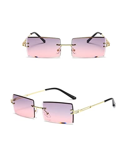 QXAGYUMB Fashionable and Popular Borderless Rectangular Sunglasses for Women and Men's Sunglasses Alloy Glasses UV400(C5)