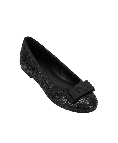 Ballerines noires à paillettes pour fillettes à mariages et fêtes
