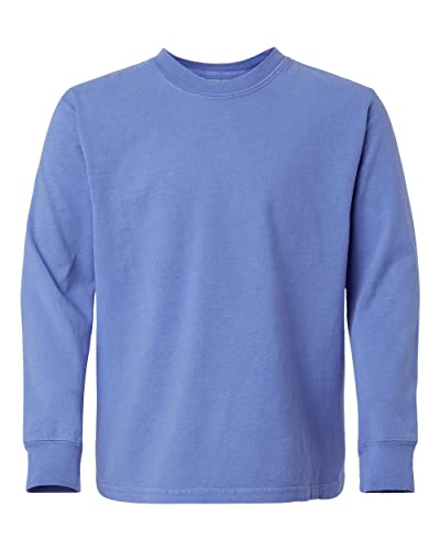 Hanes Boys ComfortWash Garment-Dyed Long Sleeve T-Shirt, XL, Deep Forte Blue