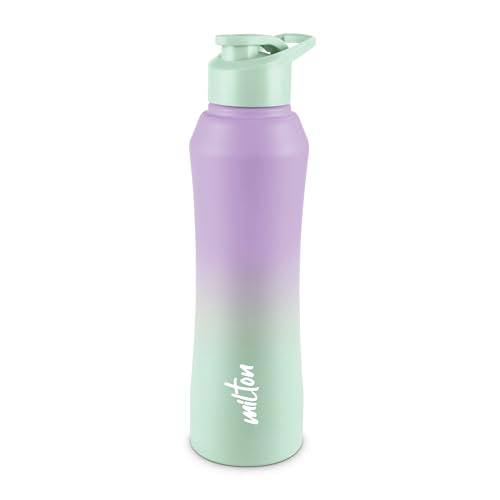 MILTON Comet 1000 ISI Certified Stainless Steel Water Bottle I Leak Proof I Rust proof I Single Walled I Ideal for Office, School, Home, Gym, 1000 ml, Purple & Mint Green