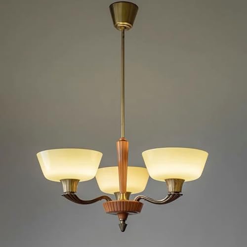 JNPGVTCD Lámpara de araña Moderna de Cristal para Sala de Estar con decoración Francesa, lámpara de Techo de 3 Luces, Estilo Vintage de Granja, Color Crema, para Cocina, Isla, Rest