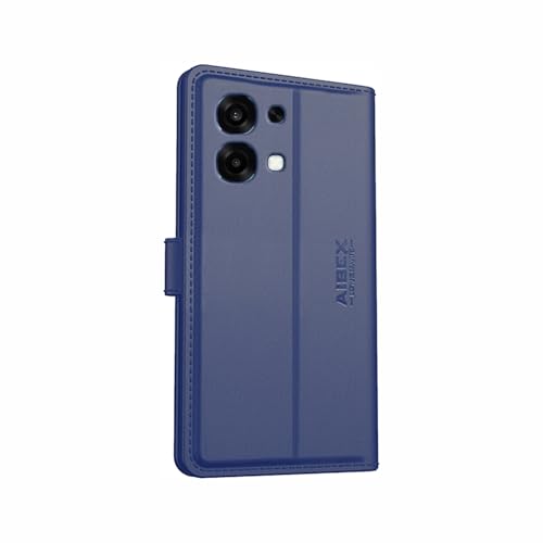 Image of AIBEX Compatible for Oppo K14 5G / Oppo A6 Pro 5G Flip Cover Leather Finish | Inside TPU with Card Pockets | Wallet Stand | Complete Protection Flip Case Blue