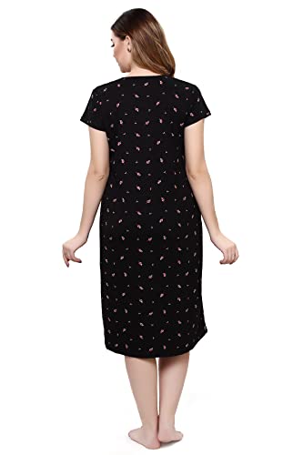 Image of TIGYWIGY Women's Cotton Printed Knee Length Maternity /Feeding /Nursing Nighty