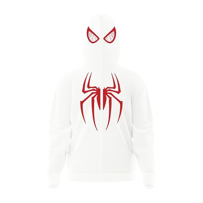 koverify Spidy Print Stylish Long Sleeves Hooded Neck Full Zip Black Zipper-picture-53