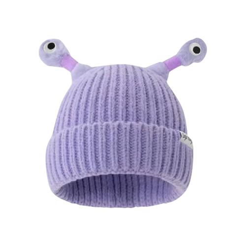 BOLUOBAO Light Beanie Hat Unisex LED Winter Hats Cute Monster Knitted Skull Cap Soft Warm Cuffed Beanie for Party Purple