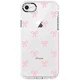 Dumkery Cute Phone Case Compatible with iPhone SE 2020/ SE 2022 Case, Bow Girly Aesthetic Pattern, iPhone 6/ 6s/ 7/8 Case, Soft TPU Shockproof Bumper Cover for Girls Women Pink