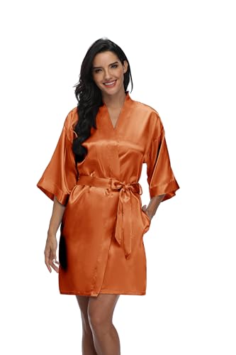 Image of Women's Pure Short Silky Robes Bridesmaid Bride Party Satin Robes Sleepwear