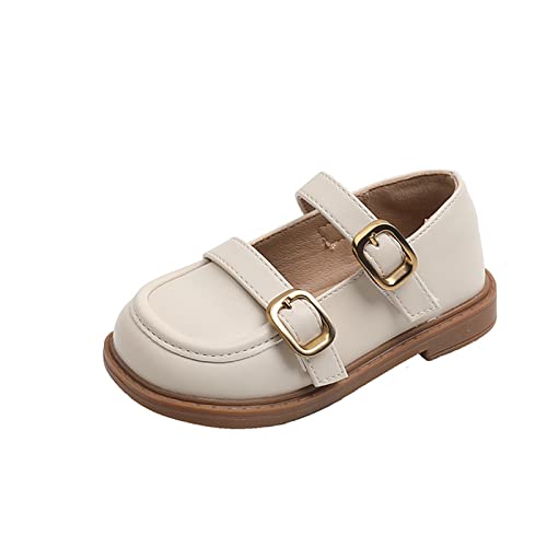 Toddler Girls Mary Jane Shoes Little Kid Comfortable School Shoes PU Leather Dress Shoes for Big Kid (White, 13.5 Little Kids)3