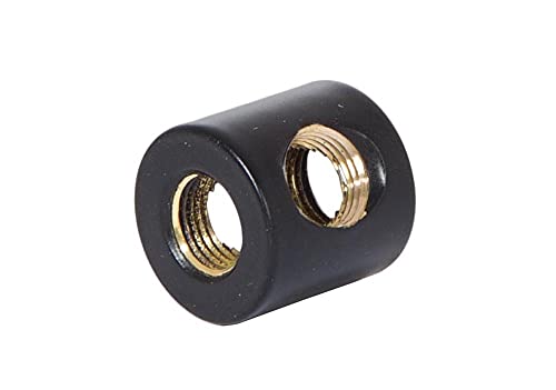 Image of B&P Lamp 4-Way Brass Arm Back, All Holes Tapped 1 /8IP, 3 /4 Inch Height by 3 /4 Inch Diameter, Satin Black Finish