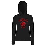 Shirt Happenz Delije Damen Kapuzenpullover Crvena Zvezda Beograd Sever Red Star Fan Srbija Vintage Hoodie FrauenHoodie, Farbe:Schwarz (Black F409);Größe:S