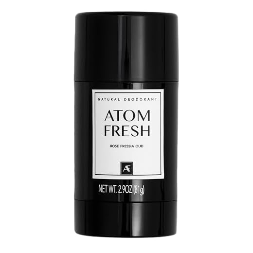 Desodorante Atom Fresh Natural Solid Stick – 72H Triple Odor Defense – Sem alumínio, sem bicarbonato de sódio – com aminoácidos, pó mineral, amido vegetal – Rose Fressia Oud – Seguro para a pele – 82