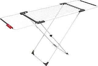 Vileda Extendable Clothes Foldable Drying Rack with Wheels, Aluminium Resin, White, 186-257 x 57 x 108 cm