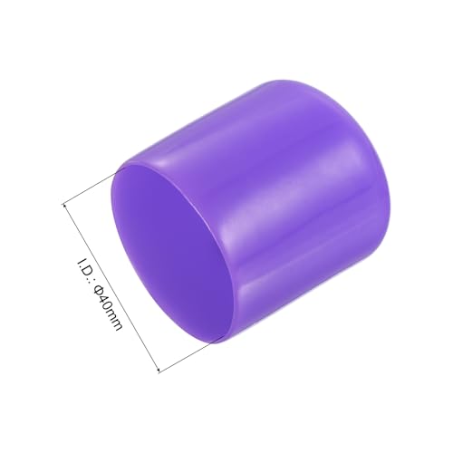 Image of uxcell 4pcs Rubber End Caps 40mm(1 9 /16 inch) ID Vinyl PVC Round Tube Bolt Cap Cover Screw Thread Protectors Purple, 40mm Height