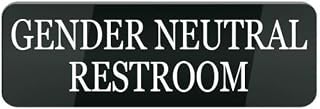 Gender Neutral Restroom Acrylic Sign 3x9 Inch, Black Self Adhesive Door Plaque, Rounded Corners for Shops & Schools