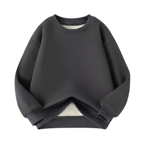 Girls Crewneck Sweatshirts Warm Fleece Padded Hoodies Long Sleeve Oversized Pullovers Winter Preppy Clothes