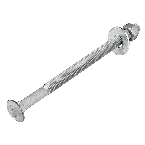 1/2" x 8" (25 Pack) Galvanized Carriage Bolt Kit Grade 307A Includes 1/2" USS Flat Washers (25 pcs) and 1/2"-13 Hex Nuts (25 pcs), Hot Dip Galvanized for Exterior Use by Makers Bolt