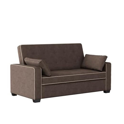 Serta Sofa Full Size Convertible Loveseat, Java