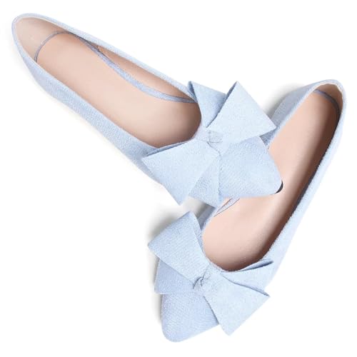 HuangTaiJi Qing Women's Bowknot Pointed Toe Ballet Flats Elegant Wedding Party Flat Shoes Casual Slip-On Loafers3