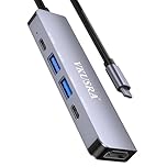 USB C Hub, VKUSRA 5-in-1 USB C to 4K HDMI Multiport Adapter with Max 100W PD, USB-A & Type-C Data Ports, Compact Aluminum USB Hub for Laptops, MacBook HP Dell Galaxy and More