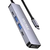 Transfert de données USB-A et USB-C : avec un port USB 3.0 pour un transfert de données rapide avec un port haute vitesse jusqu'à 5 Gbit/s. Deux ports USB-A et USB-C 2.0 supplémentaires offrent un taux de transfert de 480 Mbps. Plug & Play, aucun pilote nécessaire.