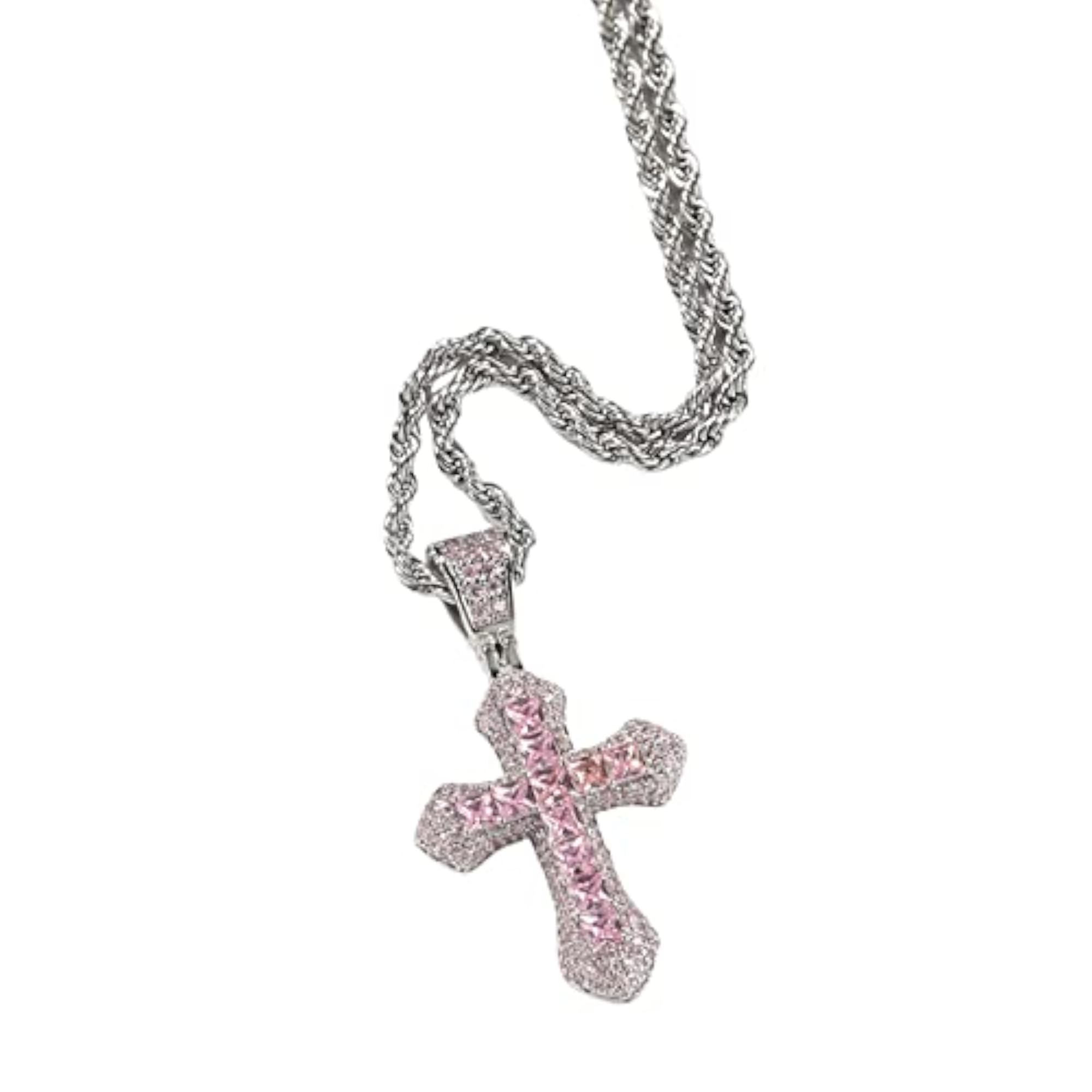 Zircon Cross Pendant Necklace for Valentine's Day