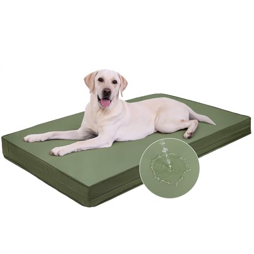 Image of XXL Dog Bed Waterproof Washable, Wipeable Leather Large Crate Pad 48 inch Green